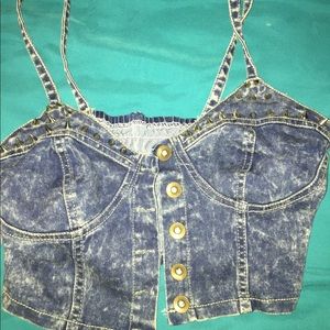 Denim love culture crop top